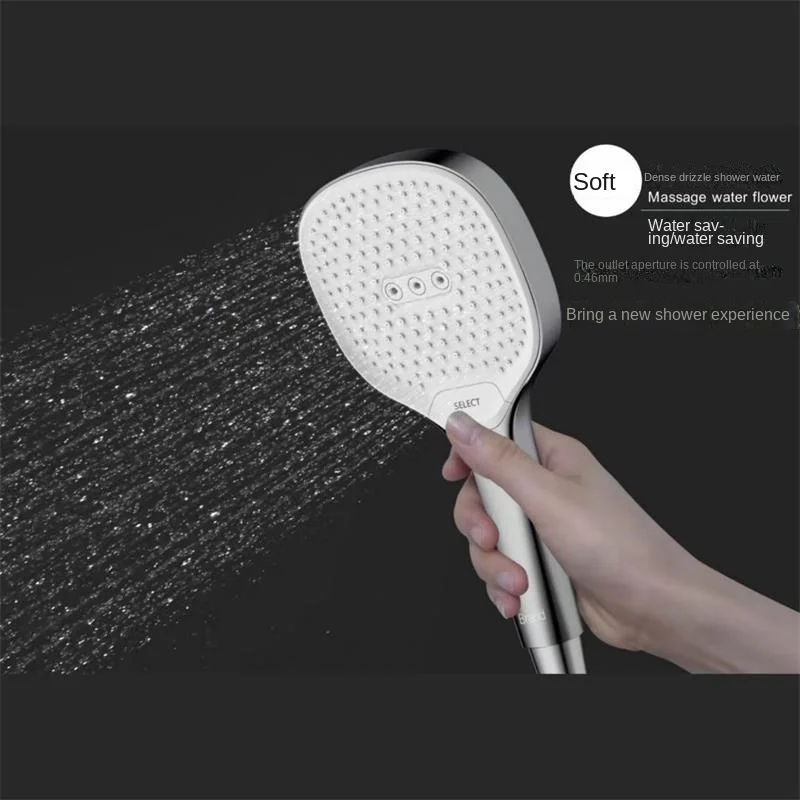 Square circular shower with three functions of hand spray, water outlet, rain shower, handheld shower