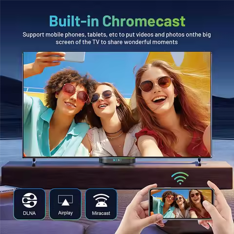 ABAC-TV98 Mini Android 14 Smart TV Box ATV Ultra HD 8K Video Wifi6 2.4/5G Portable Media Player Voice Remote Support