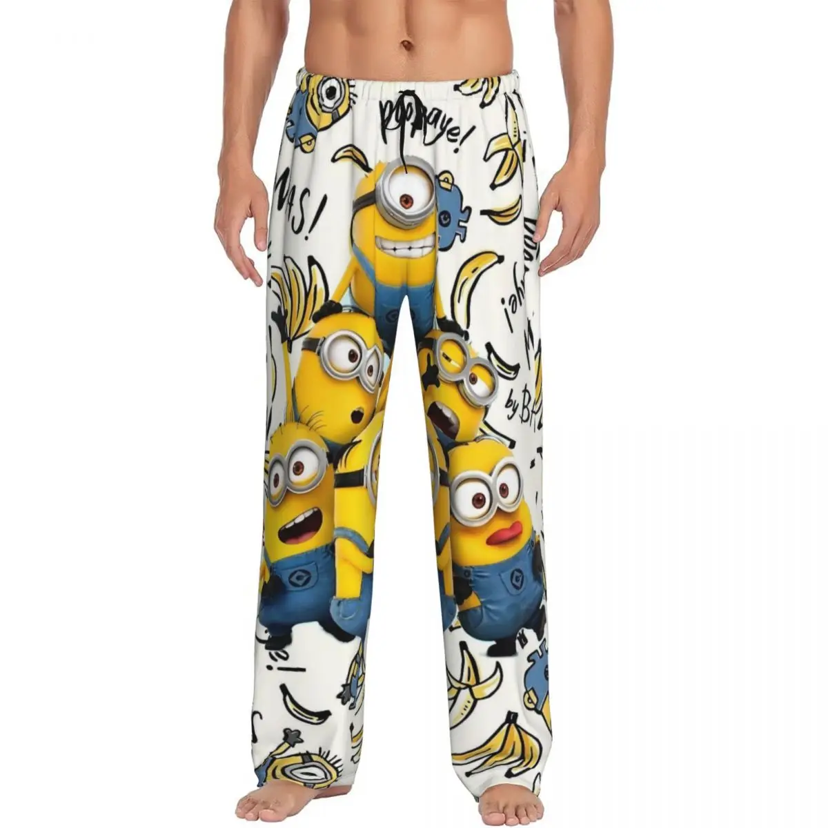 

Мужские пижамные штаны Custom M-Miniones-Anime, домашняя одежда для сна, с завязками и карманами