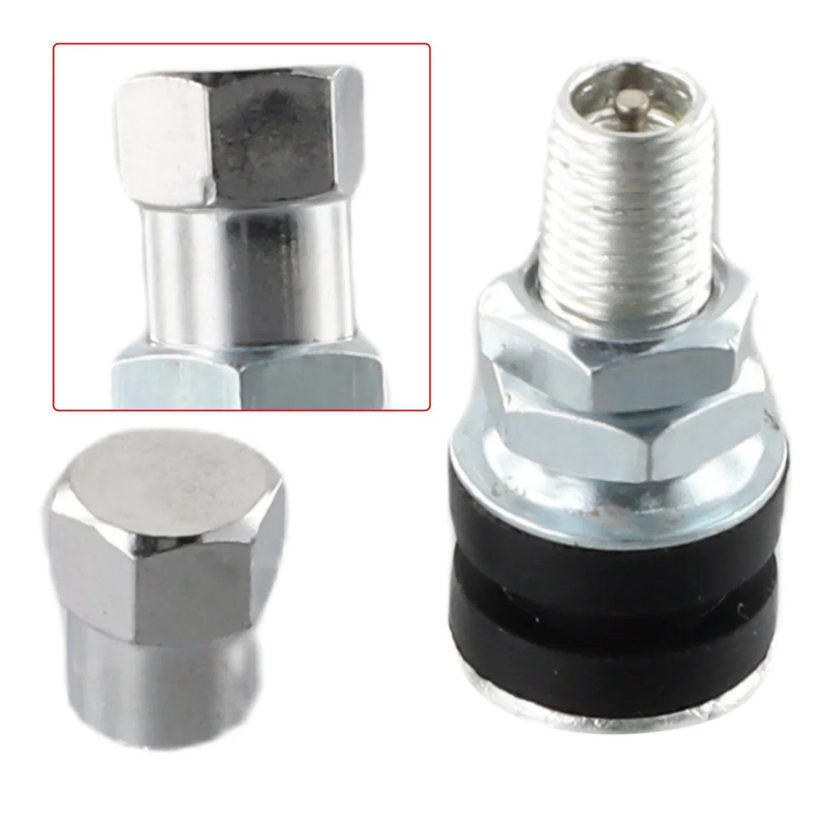 2PCS Automotive Tubeless Vacuum Tire Valve Short Stems Metal Material Fits For UTV For Honda For For Suzuki Silver