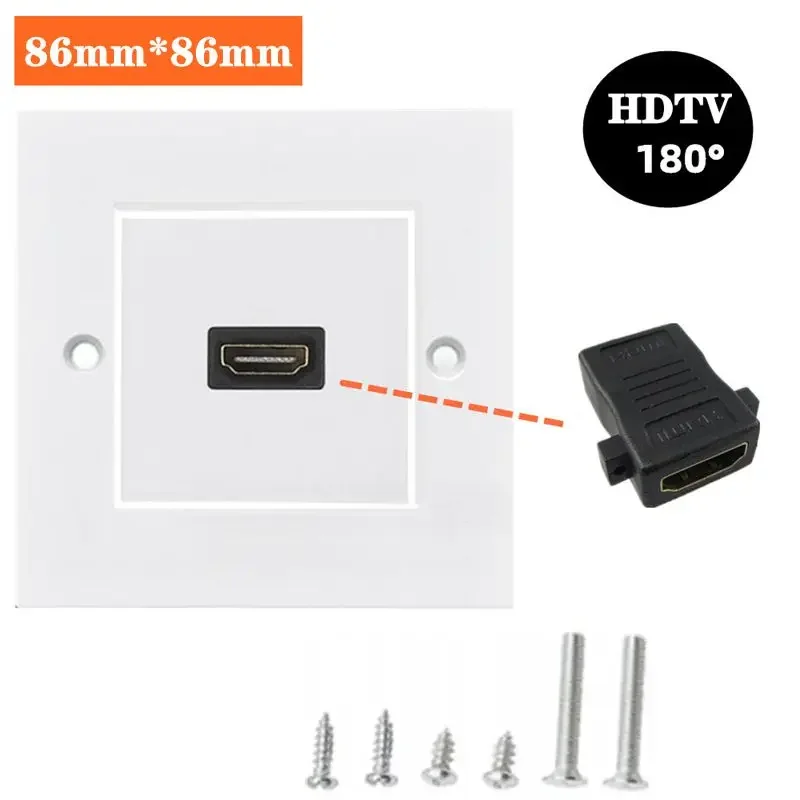 86mm HDMI Compatible High-Definition Socket Panel 180/90 Degree Digital TV Wall Plug 2.0 Version High-Definition Socket Mold