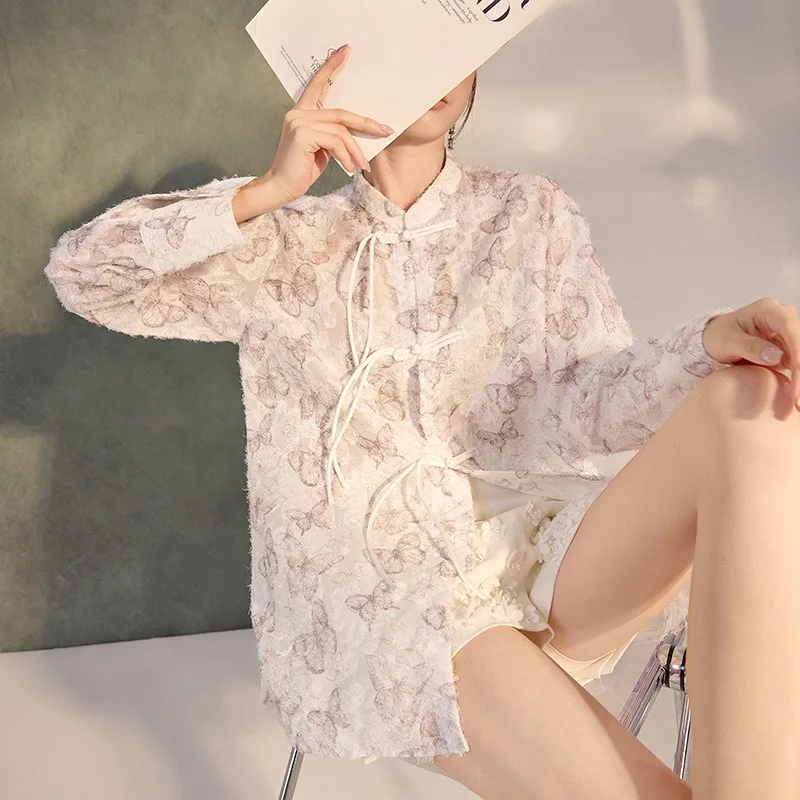 New light luxury temperament sense of small Chinese shirt