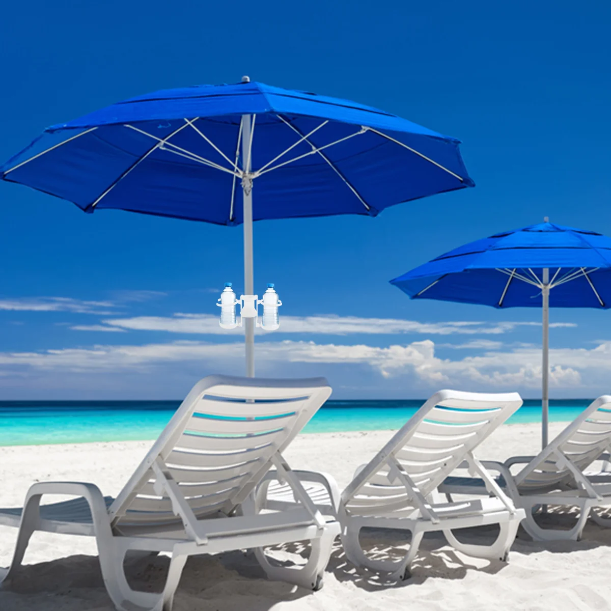 

2Pcs White Plastic Beach Umbrella Cup Holder Portable Pole Rack Patio Garden Swimming Pool Umbrella Cup Holder