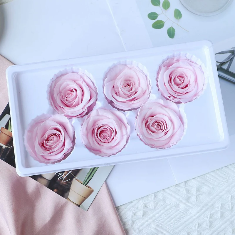 

6pcs 4-5cm Everlasting Flower Rose Heads Preserved Flowers Immortal Rose Flower Valentine's Day DIY gift Box Bouquet Materials