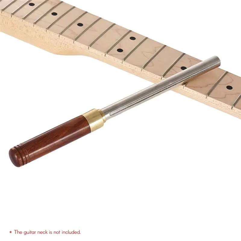 ABVE-Guitar Fret Dressing Tool Metal File With 3 Size Edges Wooden Handle Guitar Repair Maintenance Luthier Tool