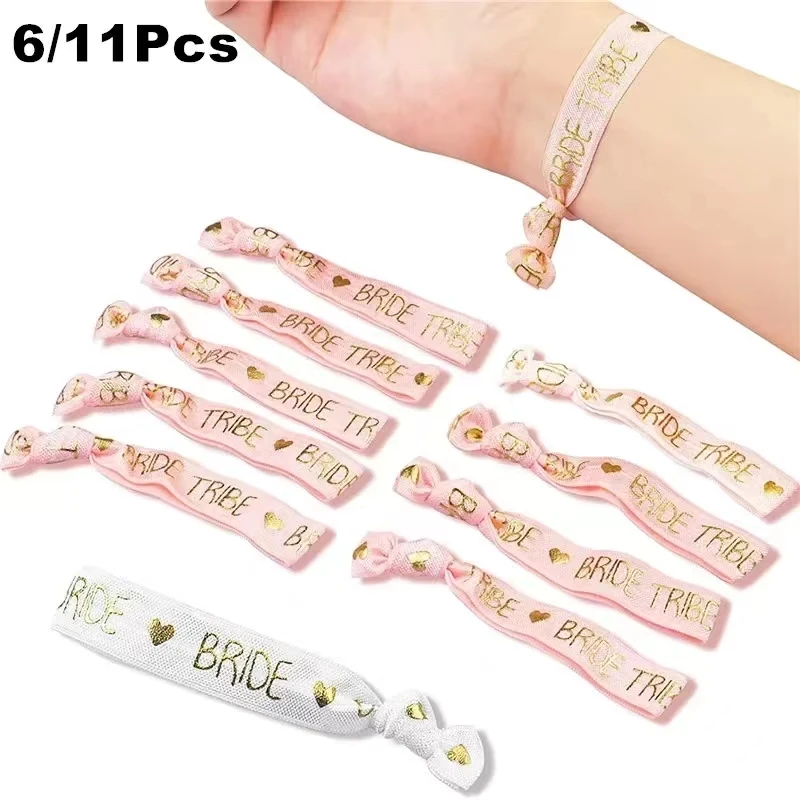 6/11PCS Hen Party Wristbands Wedding Engagement Bracelets Bridal Party Accessories Bachelorette Party Bride  Wristbands