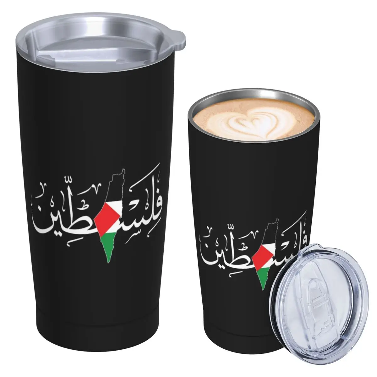 Palestinie Arabic Calligraphy Name Stainless Steel Tumbler Vacuum Insulated Mug Thermal Cold Bottle Straws With Lid 20oz