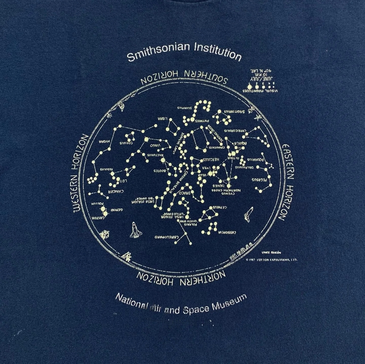 Dark Style American Retro Starry  T-Shirt Couple Short Sleeve Classic Royal Blue Breathable Cotton round Neck Men Women