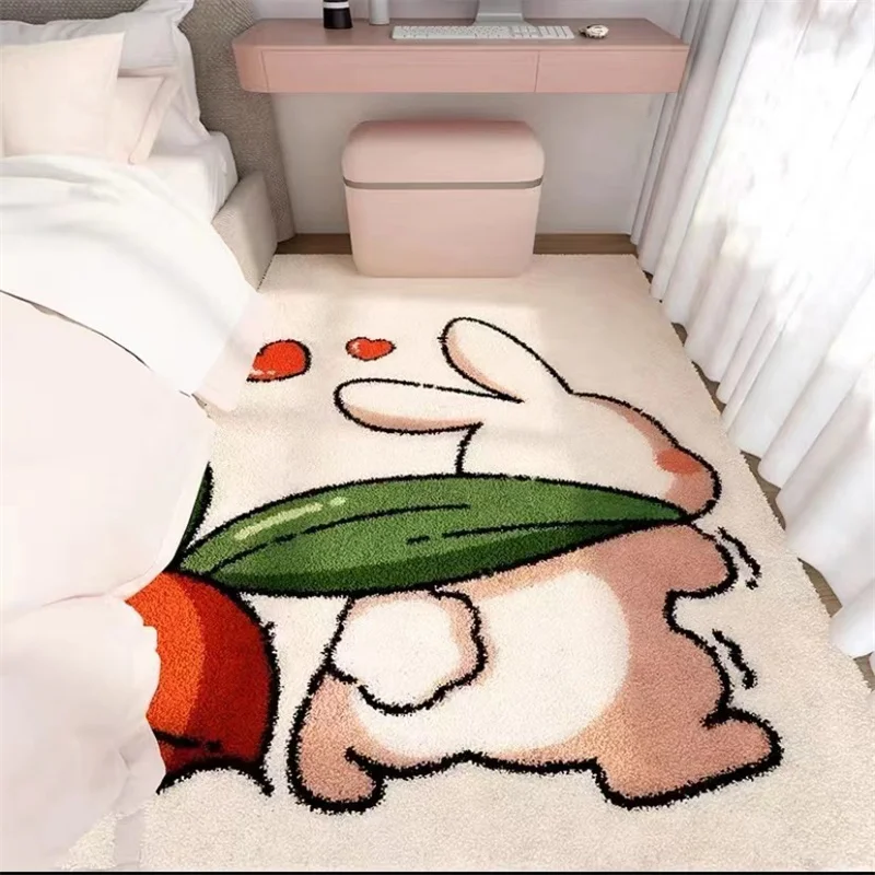 Cute Rabbit Cartoon Living Room Decoration Carpet Bedroom Bedside Sofa Soft Kids Play Floor Mat Home Bay Window Fluffy Area Rugs