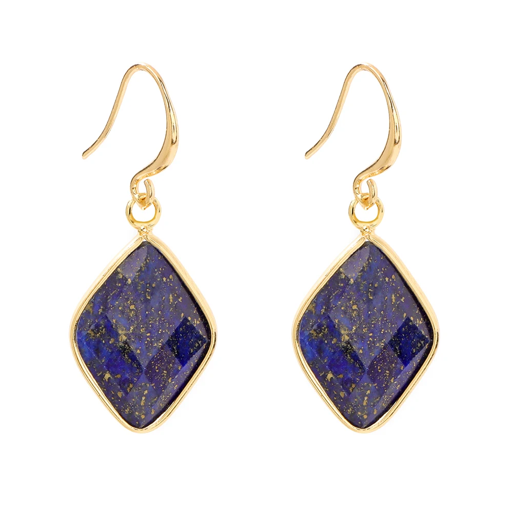Fashion Lapis Lazuli Dangle Earring Rhombus Round Heart Blue Lapis Lazuli Stone Earring Jewelry Gift For Women Girl