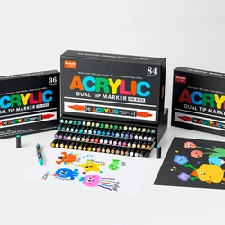 36/60/84 Colors 8102 Acrylic Marker Pen Watercolor Pigment Pen Art Supplies Creative Double-ended Design School Suppli