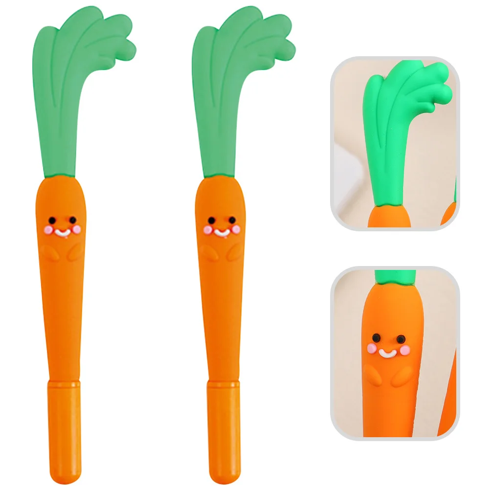 

2Pcs Carrot Gel Pens Cute Writing Pens for School Office Smooth Writing Cartoon Stationery Student Note Taking Pen