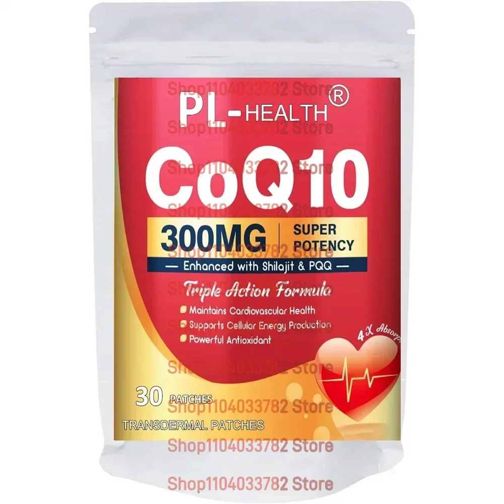 Coenzyme Q10 Transdermal Patches Powerful Antioxidant for Heart & Brain Health and Energy - 30 Patches One Month Supply