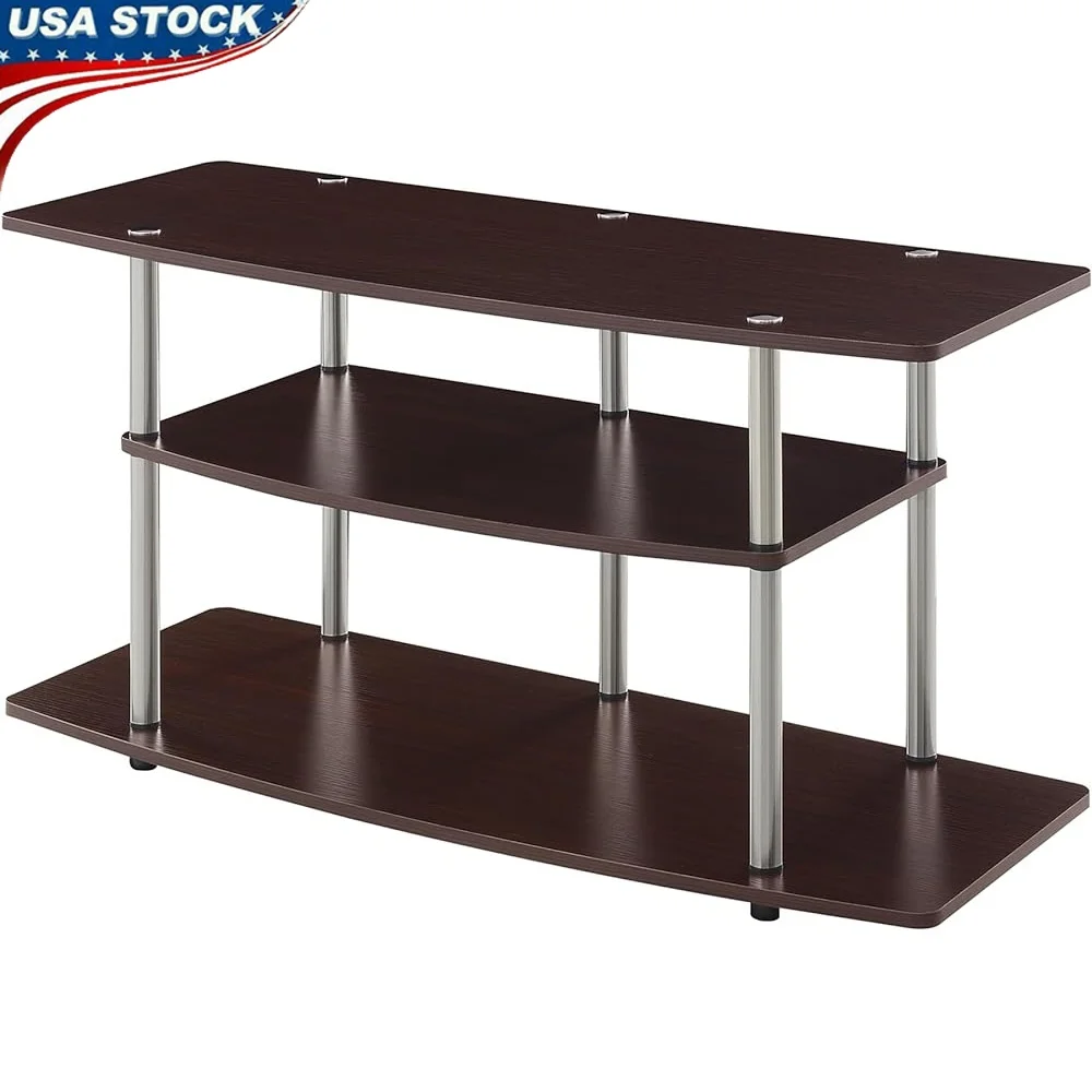 

Без сборки инструментов. 3-уровневая подставка для телевизора. Широкий развлекательный центр. Телевизоры до 43 дюймов. Простая сборка. Полки для хранения. Гостиная.