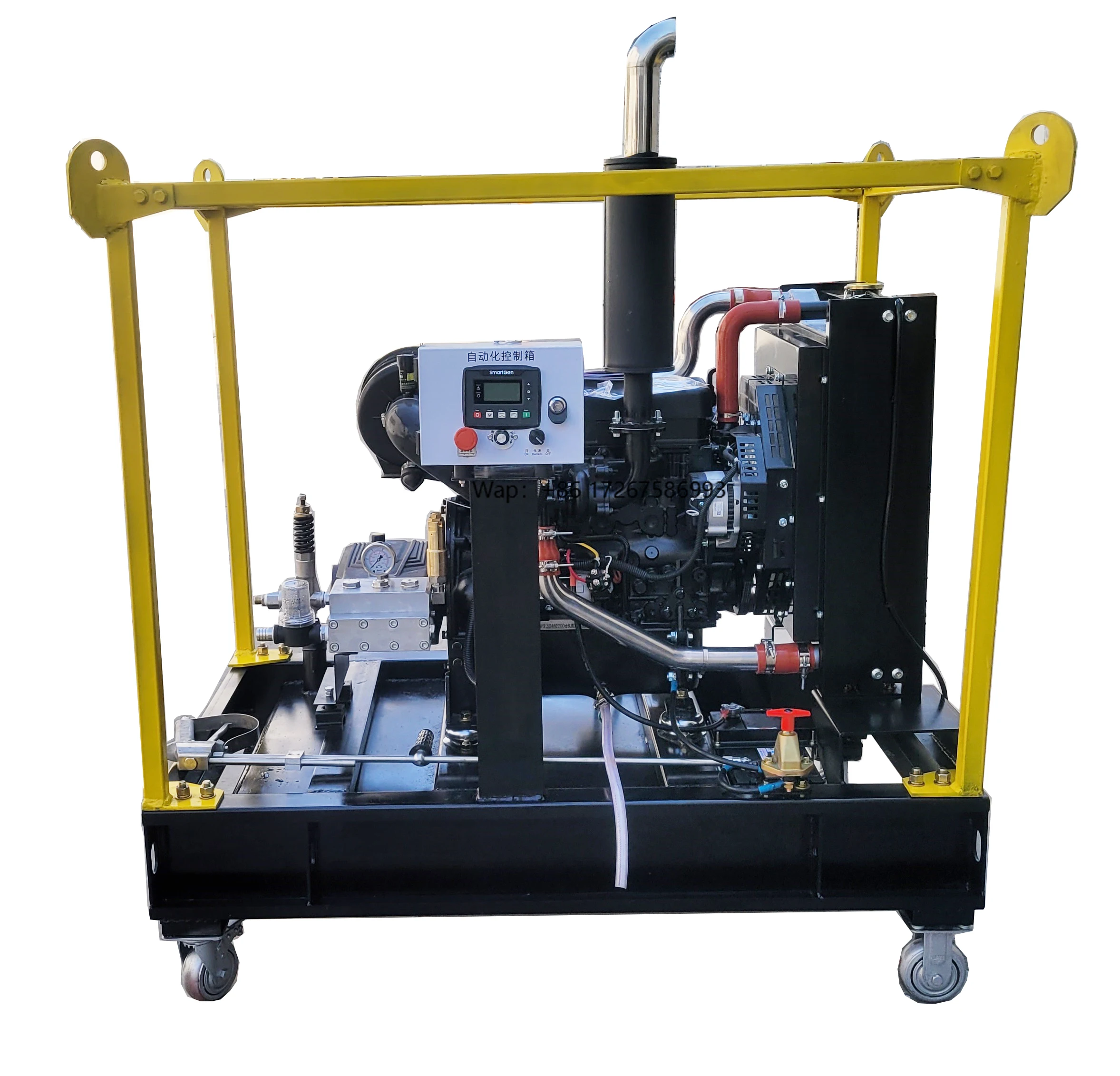 Industrial Mobile High Pressure Washer Cleaning Machine 600bar 8700psi 30LPM 55HP New Condition Water Jet Blaster