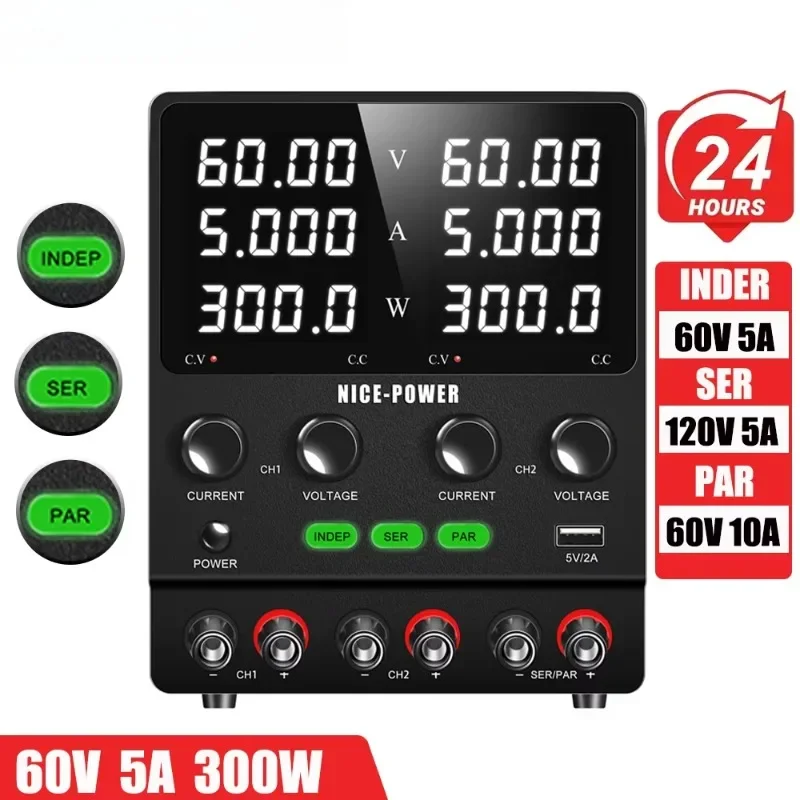 

NICE-POWER SPS605-2KD 60V 120V 5A 10A 300W 600W Dual Output Adjustable Switching DC Power Supply Industrial Maintenance LiFe Po4