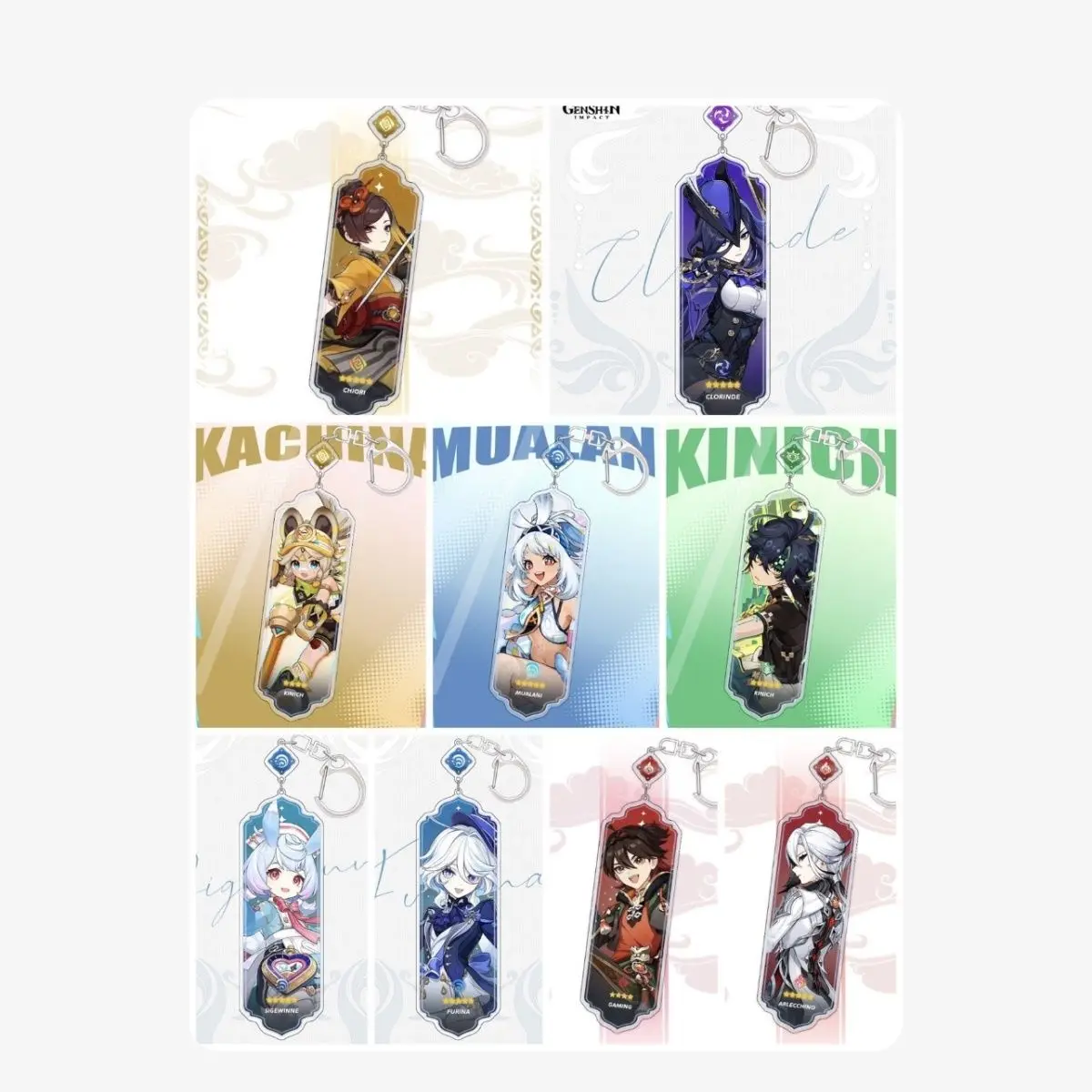 Genshin Impact Anime Gaming Kinich Arlecchino Lynette Acrylic Keychain Keyring Lolita Pendant Student Backpack Decoratio Gift