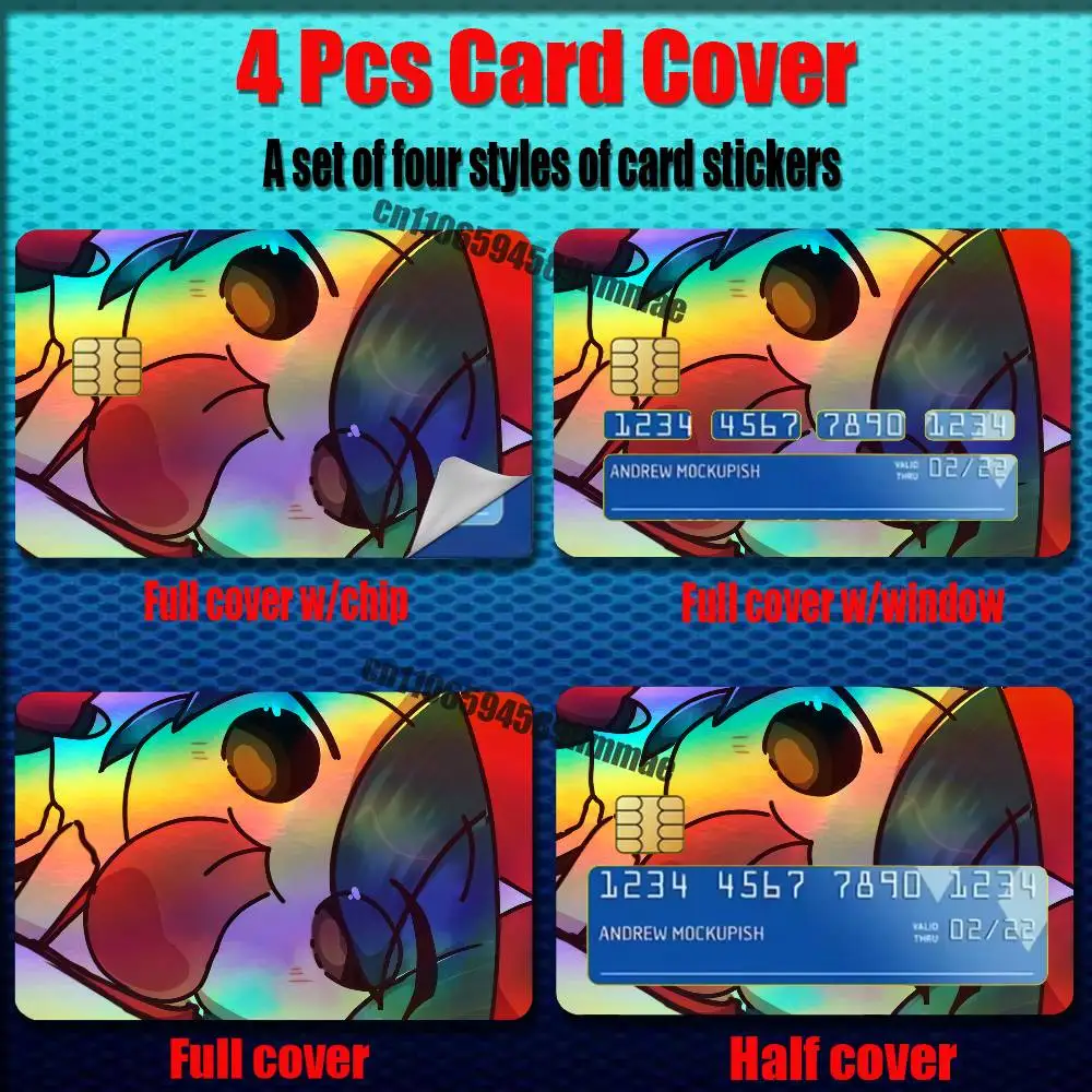 For Overwatch Kiriko Credit Bank Sticker ID Access Card Cover Skin Rainbow Color Laser Stickers Film