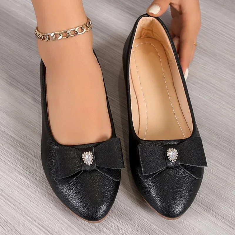 Women Casual Flats Shoes New Bow Elegant Walking Shoes Spring Designer Brand Retro Dress Soft Sole Shoes Zapatillas Mujer