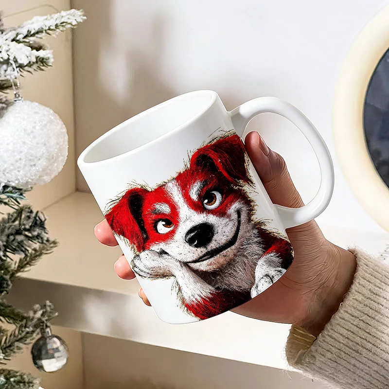 Cute Smiling Dog Illustration Ceramic Mug, Coffee Cup, Milk Cup, Office Tea Cup, Drinking Cup, Fade-Resistant, Gift for Friends