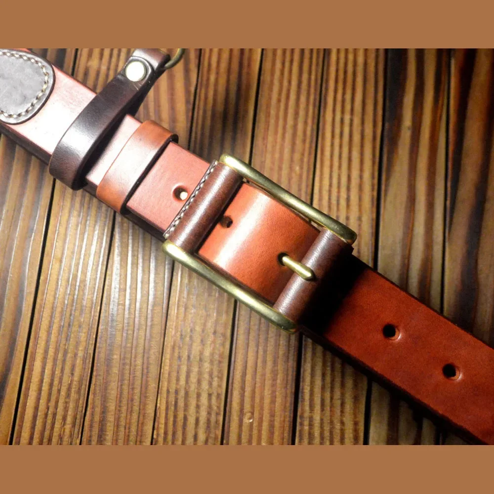 

Handmade Custom Made Saddle Leather Full Grain Cowhide Durable Belt With Brass Buckle