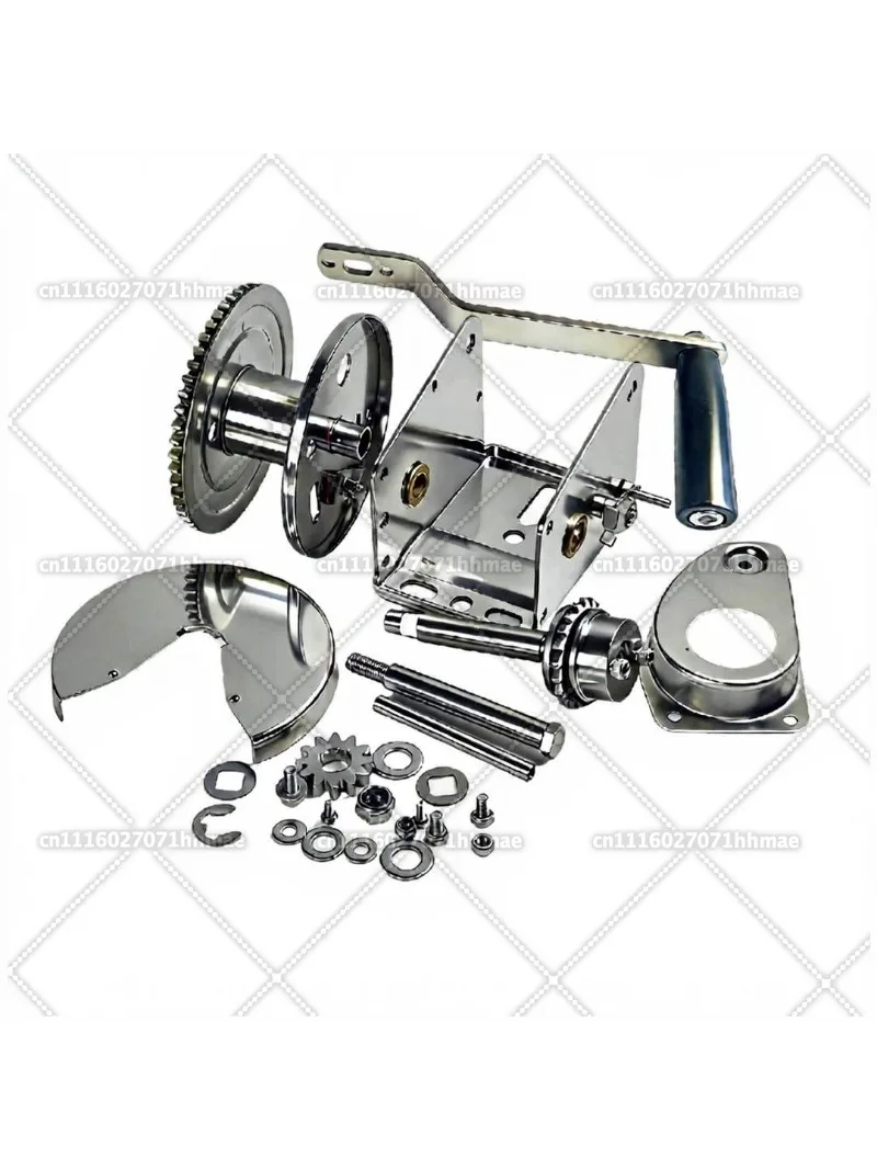 800LBS Heavy Duty Stainless Steel Self-Locking Hand Crank Winch Manual Lifting Cable Hoist Industrial Hanging Tool
