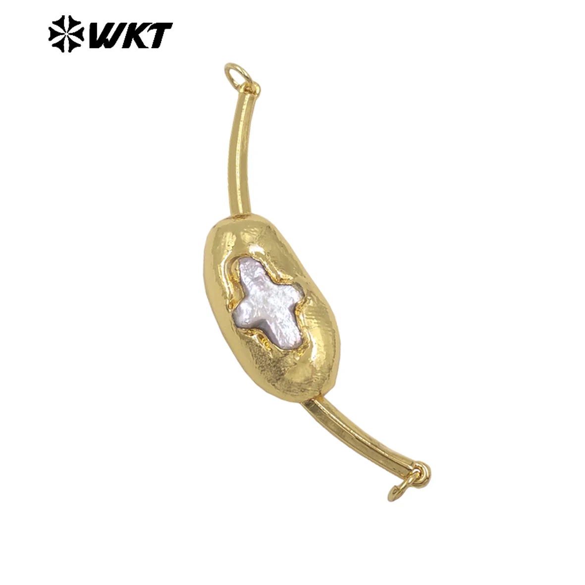 

WT-PC016 новейшие роскошные двойные обручи, золотые гальванические разъемы из натурального пресноводного жемчуга для женщин, модный браслет «сделай сам»