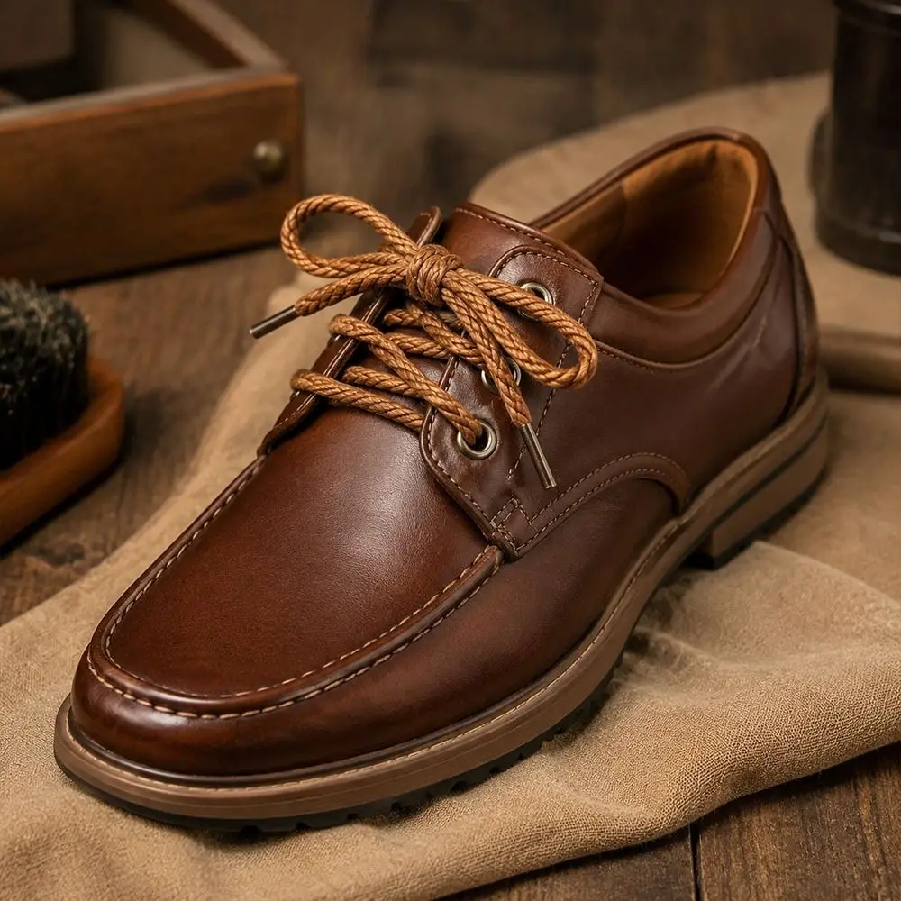 High Quality Leather Waxed Shoelaces Round Waterproof Boots Laces Strings Cotton Replace Shoe Cord Rope Shoes Accessories