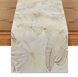 Tropical Leaf Fern Table Runner Dresser Decor for Kitchen Holiday Party Table Runners Home Dining Room Kitchen Table Decoration