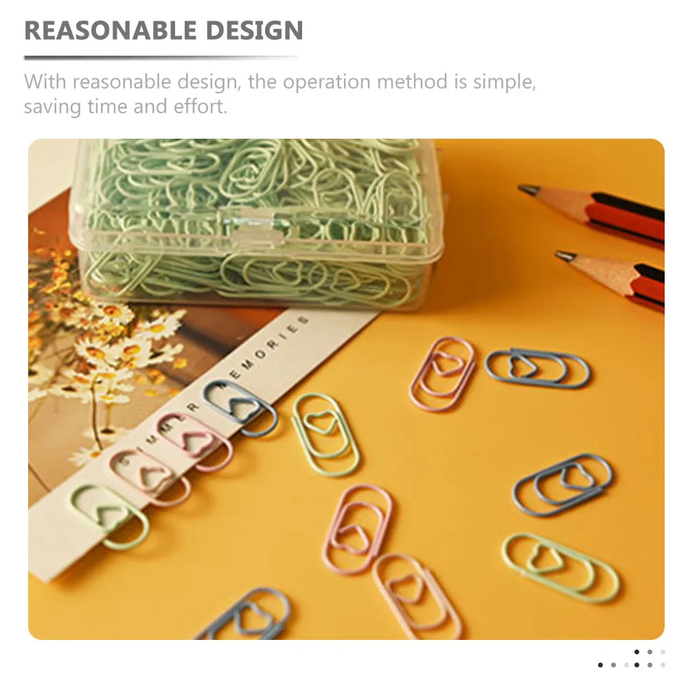 200Pcs Heart Design Paper Clips Multi-Use Metal Craft Clips for Office Stationery DIY Projects Book Reading Decoration Organizer