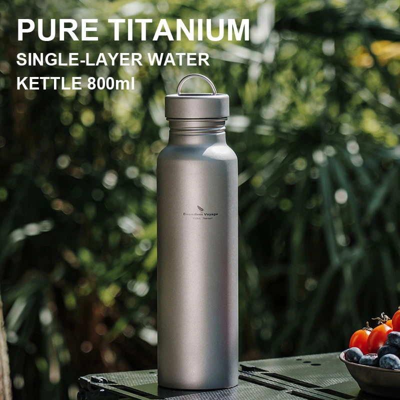 

Pure Titanium Single-Layer Water Kettle 800ml,Ultra Lightweight Healthy Outdoor Camping Mountaineering Sports Water Kettle,A1422
