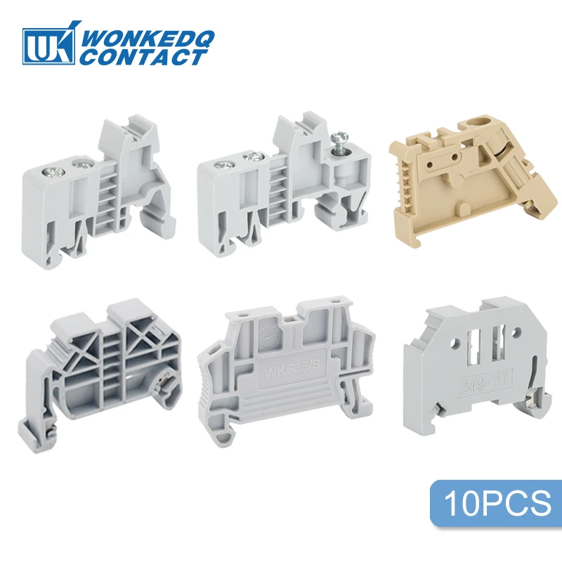 End Stop Bracket 10Pcs E/UK E/UK2 EW35 WKF35 Mounting NS 35 DIN Rail Terminal Block Fixed CLIPFIX Screwless Tool-free End Clamp