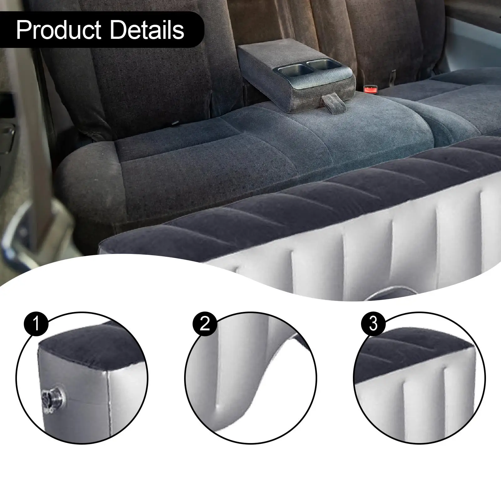 Travel Inflatable Car Mattress Back Seat Filler Air Bed Camping Gap Cushion Pad Portable for Comfortable Road Trips