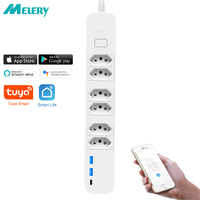 Melery Brazil Wifi Smart Power Strip Type-C USB Charging Board Tuya App Remote Control Works With Google Home Alexa Dot Office
