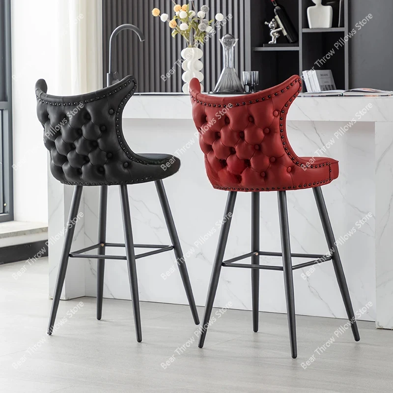 Black Luxury Bar Stool Modern Design Minimalist Metal Recreational Party Chairs Personalized Soft Bar Furniture