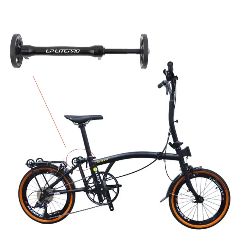 

Folding Bicycle Easy Wheel Extension Rod Telescopic Bar Bike Aluminum Alloy Rear Cargo Rack Parts For Brompton