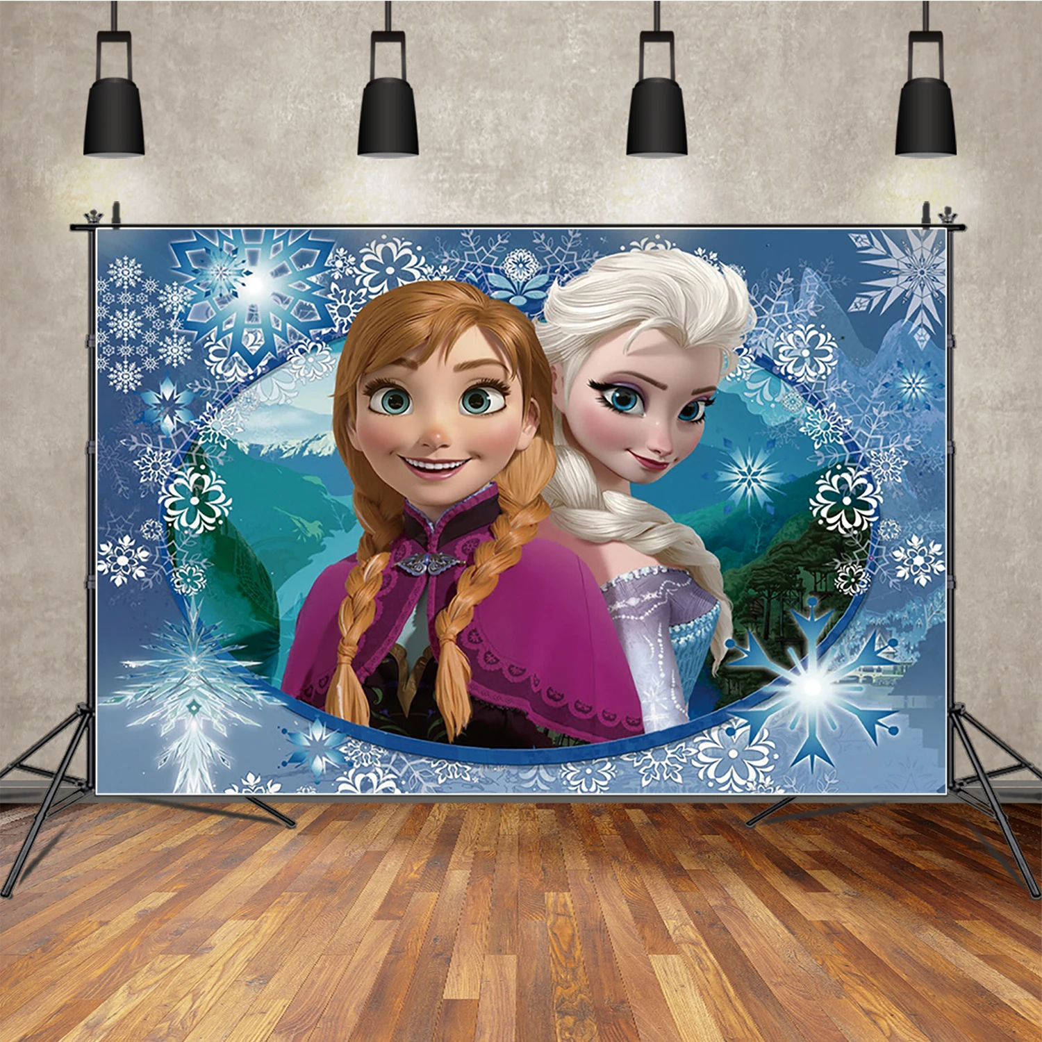 

Frozen Princess Birthday Photography Background Elsa Queen Anna Communion Backdrop Children Photozone Party Supplies
