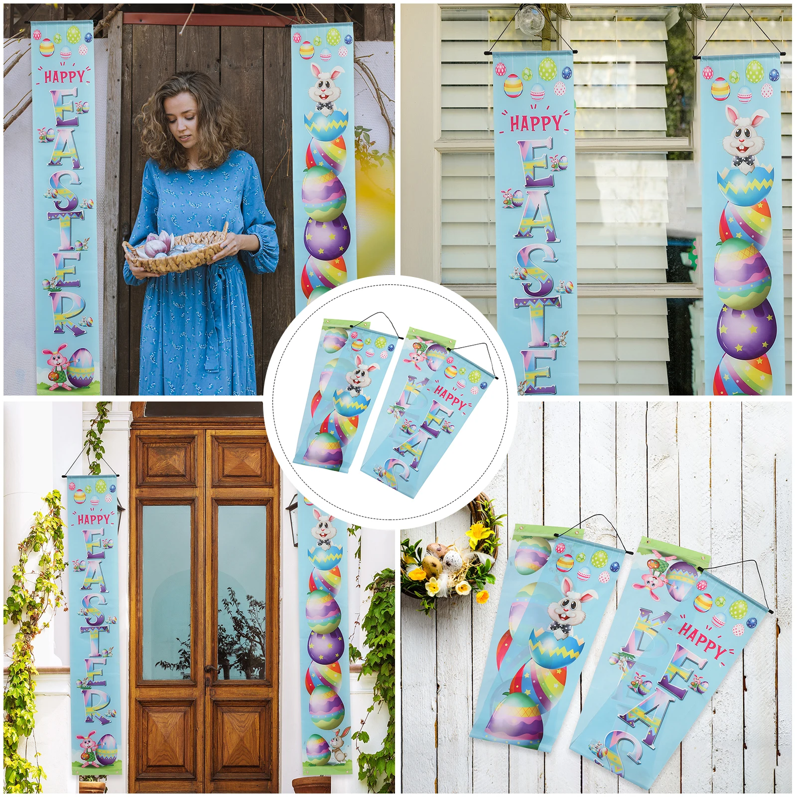 

Spring Festival Decorative Couplet Door Curtain Hanging nament Banner Polyester Cloth Party Supplies Easter Celebration Reusable