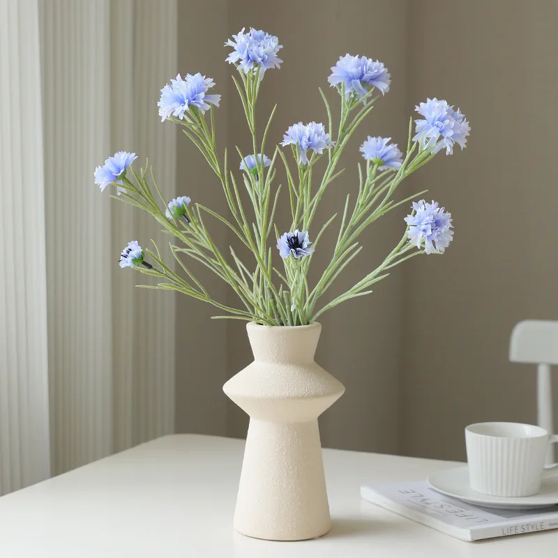 

10 шт., искусственный шелковый цветок хризантемы с 3 головками для украшения дома, искусственный василек, вечерние, свадебные, цветочные композиции, ромашка