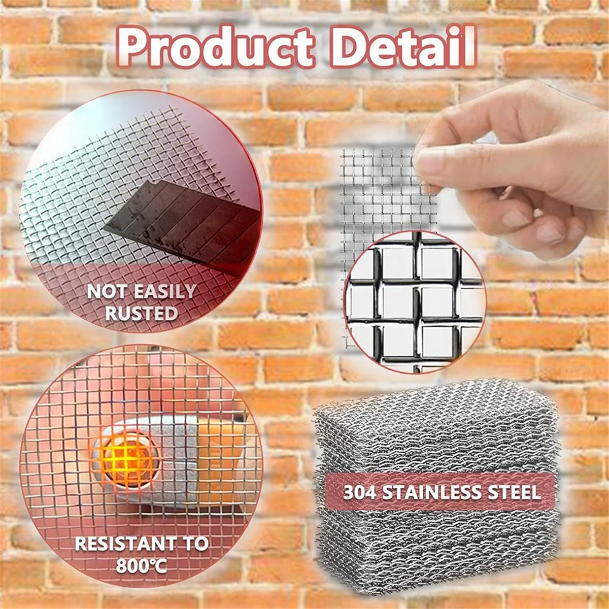 أغطية فتحات من الفولاذ المقاوم للصدأ A83Z لجدران الطوب، سهلة التركيب، 100 قطعة #5