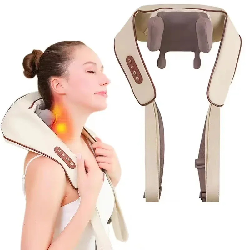 

Neck and Shoulder Massage Shawl Heating Kneading 6D Massage Head Deep Massage and Muscle Relaxation Adjustable Wearable Massager
