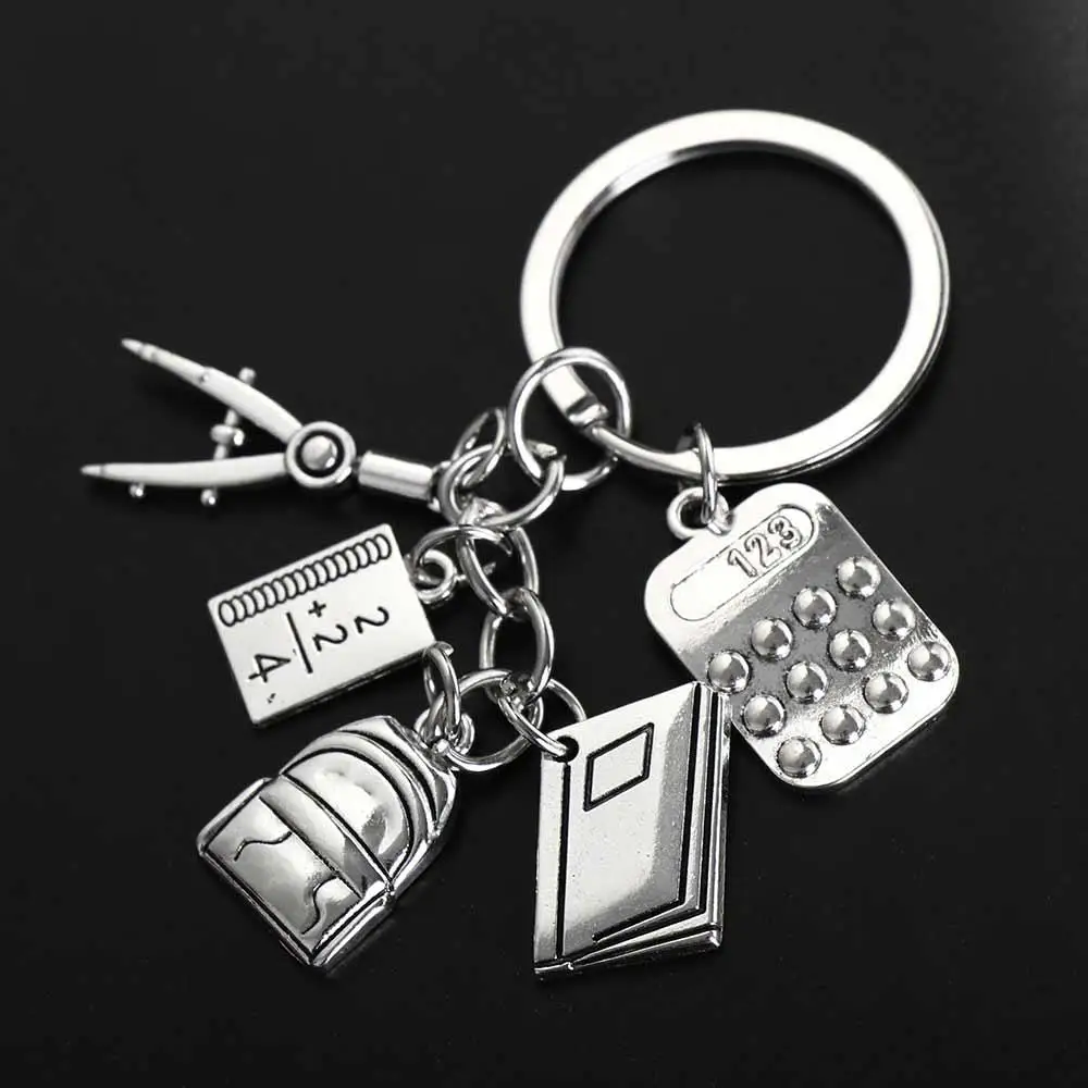 DIY Jewelry Math Formulas Keychain Compasses Calculator Geometry Keychain Backpack Book Student Keychain Jewelry Handmade