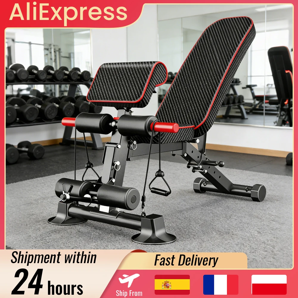 Banco de Pesas Plegable 6 en 1 Multifuncional para Entrenamiento Completo, Máquina de Fitness para Gimnasio en Casa