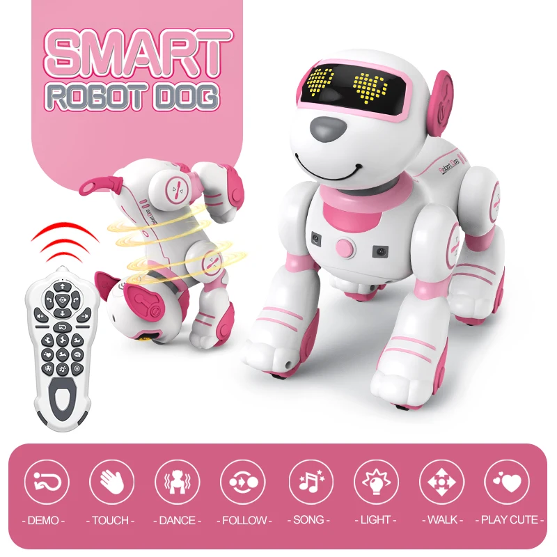 Grappige Rc Robot Elektronische Hond Stunt Hond Voice Command Programmeerbaar Aanraakgevoel Muziek Lied Robot Hond Roze Speelgoed Voor Meisjes Cadeau