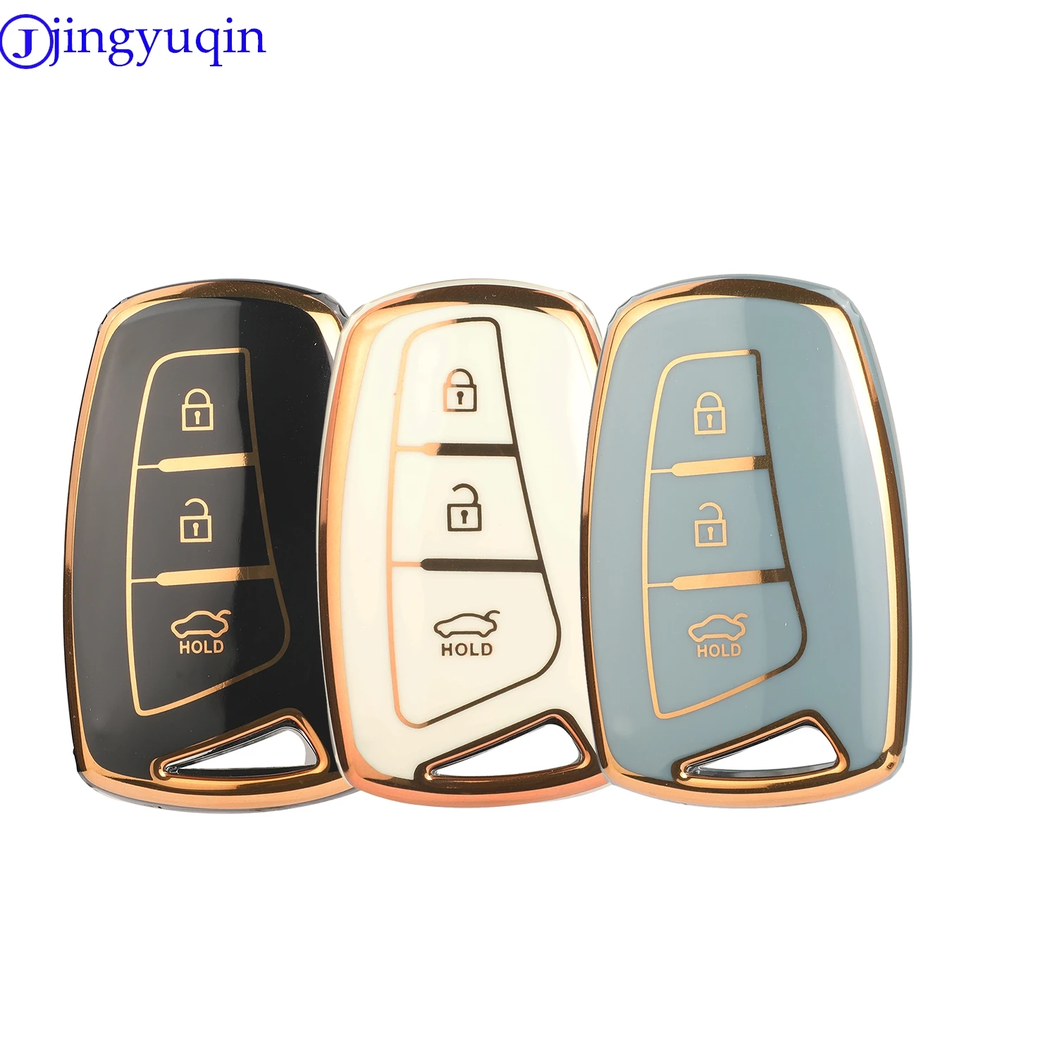 jingyuqin New Arrival TPU Car Key Shell Case Fob For Hyundai Solaris ix35 ix45 Accent Elantra Santa Fe 3 Buttons Accessories