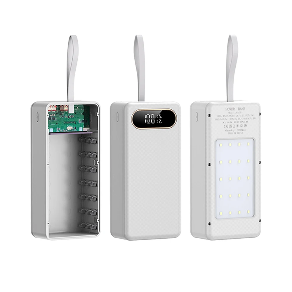 21-teiliges 18650 Batteriegehäuse DIY Mobile Power Box, lötfreies 22,5W Schnellladegerät mit DC/USB/Type-C Ausgang und LED-Licht für Outdoor-Stromversorgung – Detail 22