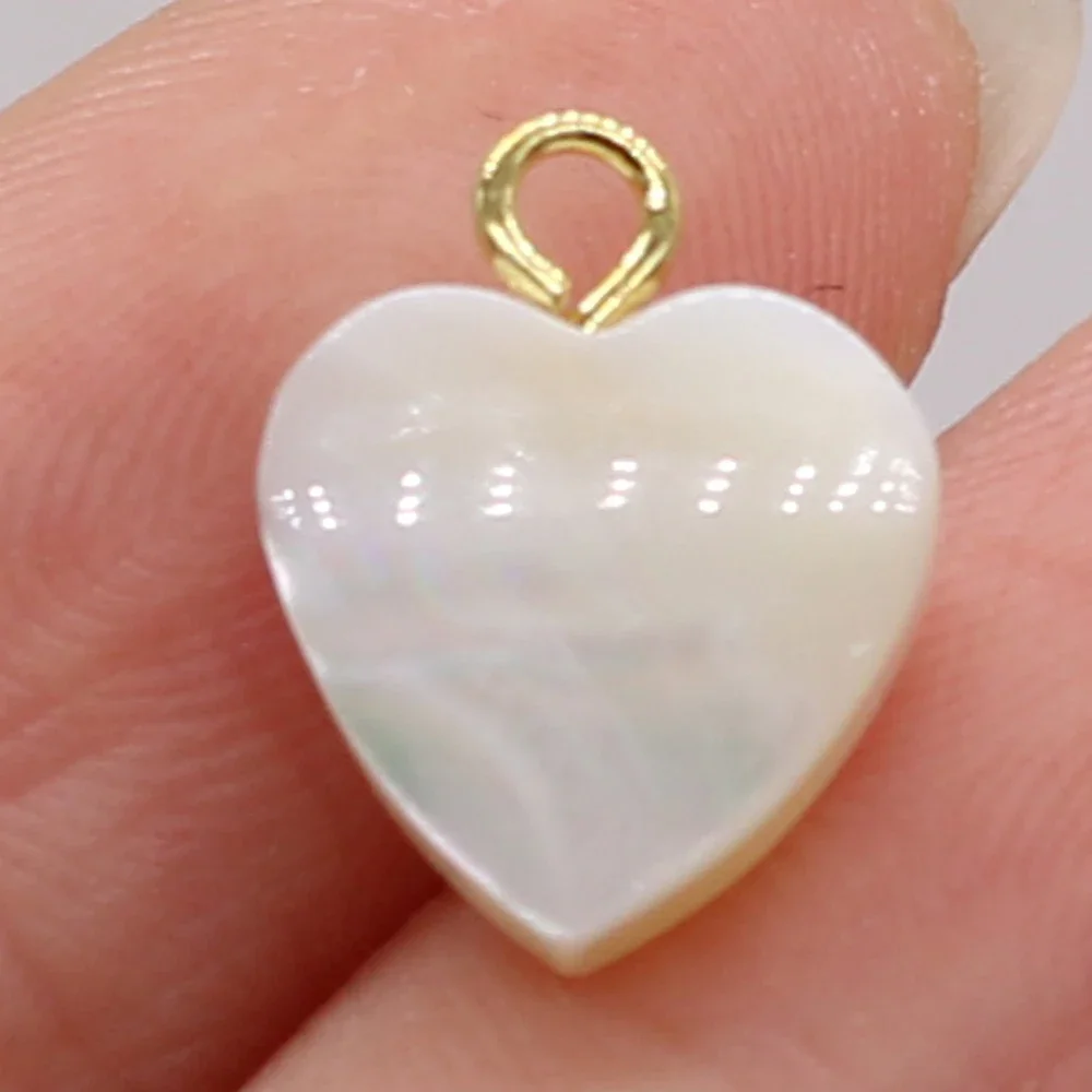 10PCS Natural Freshwater Shell Heart Shape Pendant Jewelry Making for DIY Necklaces Earrings Accessories Gift for Women 10x10mm