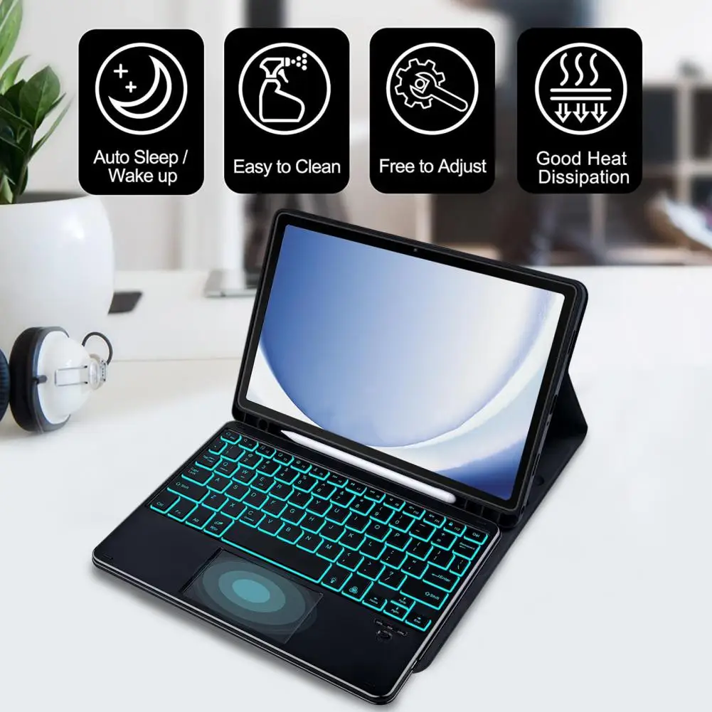 Latency-free Keyboard Keyboard Case Colorful Backlit Keyboard Cover for Samsung Tab A9 Plus Wireless Bluetooth with Protective