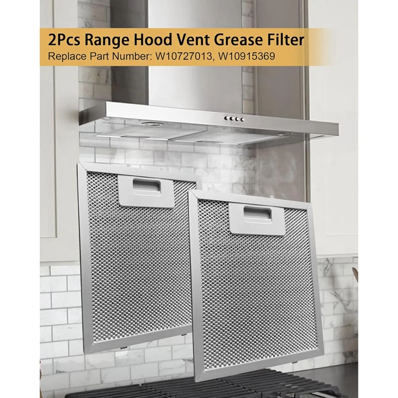 2Pcs W10915369 Range Hood Grease Filter W10727013 for ,Jenn Air,Kitchen Aid,Aluminum Mesh Grease Vent Filter-ROWI - view 5