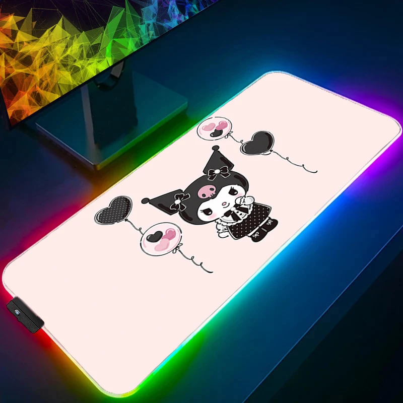 Mouse Pad RGB Kuromi Backlight Gaming Designed specifically Accessories Carpet Gamer PC Computer Keyboard Desk Mat LED Mausepad